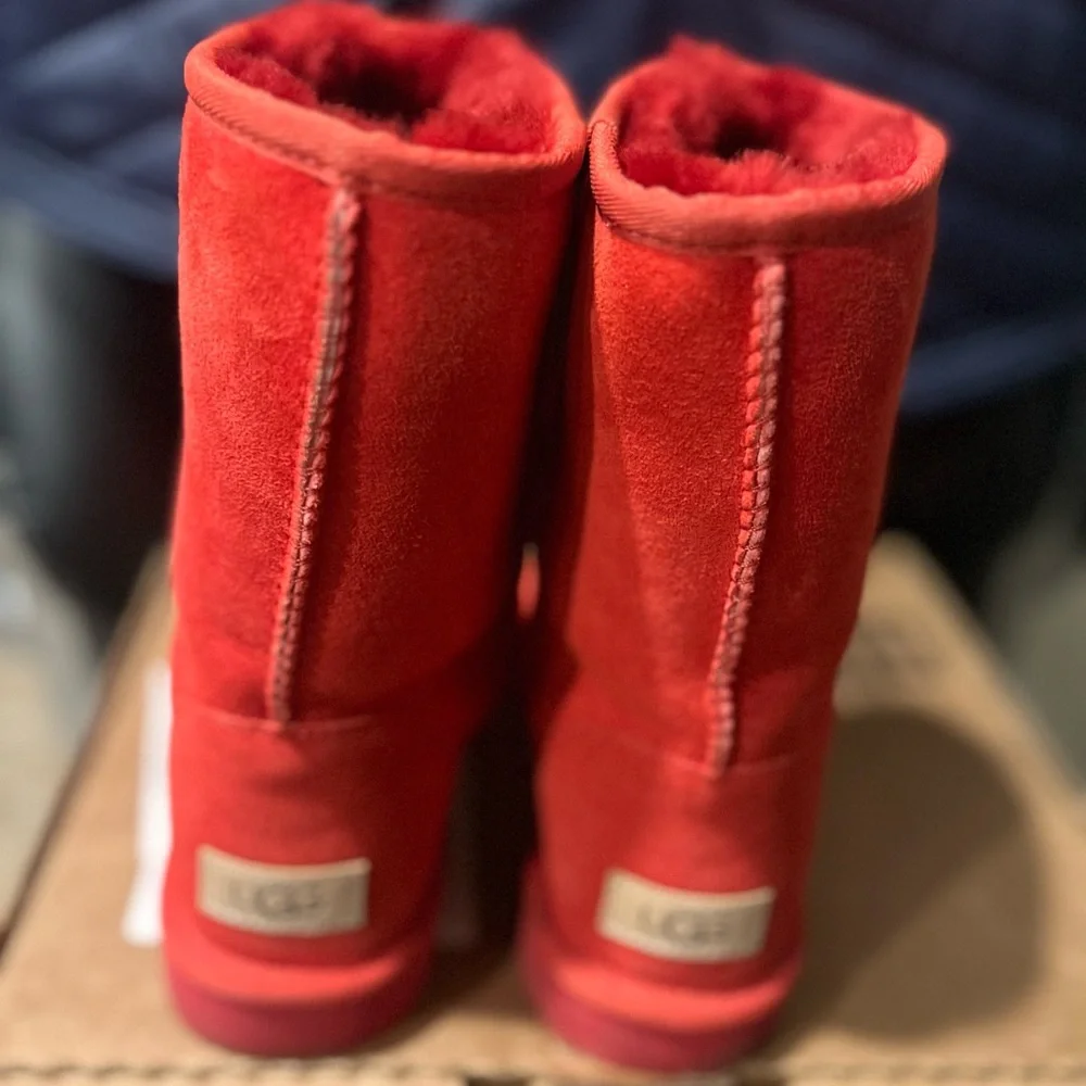 UGG Red Classic Short Suede Shearling Boots - Picture 5 of 6